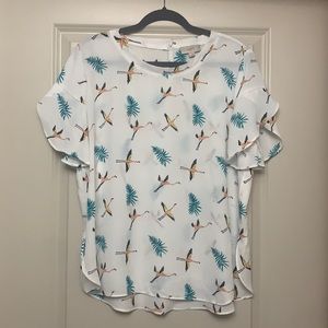 LOFT printed short-sleeve blouse